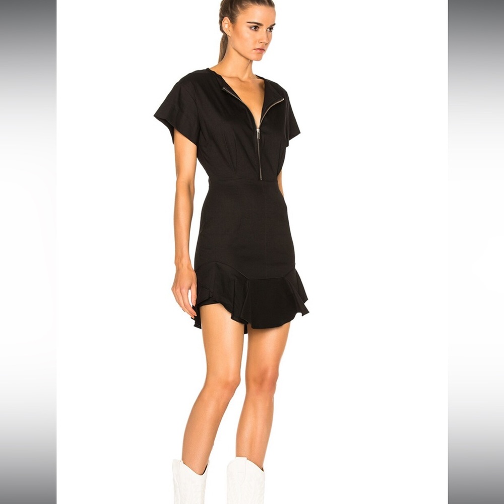 Isabel Marant Etoile Ruffle “Neit New Flou” Mini Dress Black Linen XS 0/2 FR 34 - Picture 7 of 8